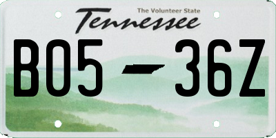 TN license plate B0536Z