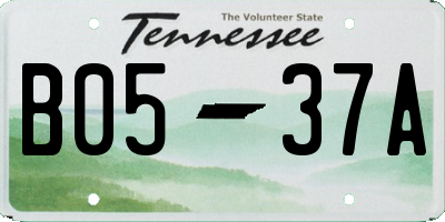 TN license plate B0537A