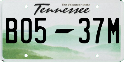 TN license plate B0537M