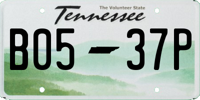 TN license plate B0537P