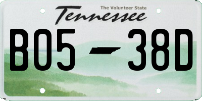 TN license plate B0538D
