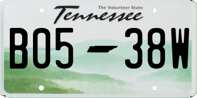 TN license plate B0538W