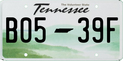 TN license plate B0539F
