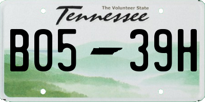 TN license plate B0539H