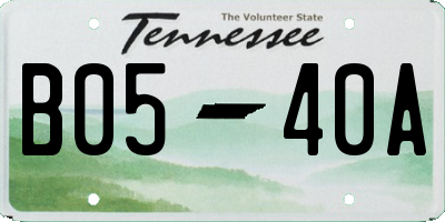 TN license plate B0540A