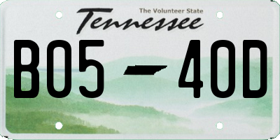 TN license plate B0540D