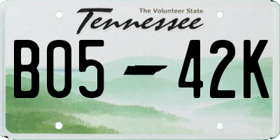 TN license plate B0542K