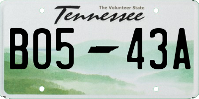 TN license plate B0543A
