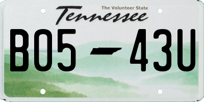 TN license plate B0543U