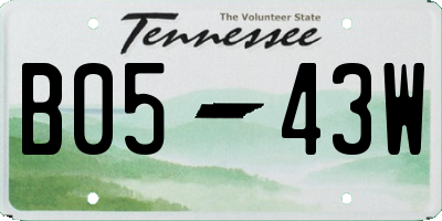 TN license plate B0543W