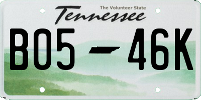 TN license plate B0546K