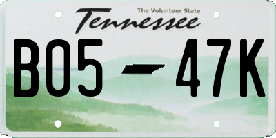 TN license plate B0547K