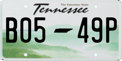 TN license plate B0549P