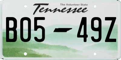 TN license plate B0549Z