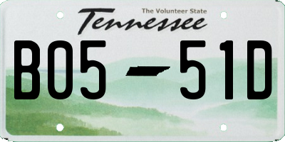 TN license plate B0551D