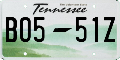 TN license plate B0551Z