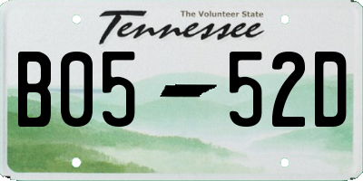 TN license plate B0552D