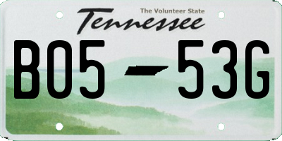 TN license plate B0553G