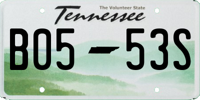 TN license plate B0553S