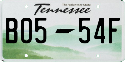 TN license plate B0554F