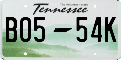 TN license plate B0554K