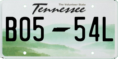 TN license plate B0554L