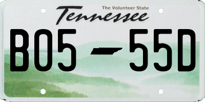 TN license plate B0555D