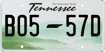 TN license plate B0557D