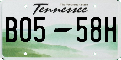 TN license plate B0558H