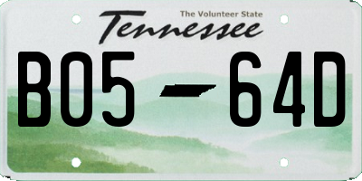 TN license plate B0564D