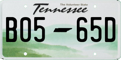 TN license plate B0565D