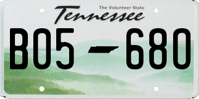 TN license plate B0568O