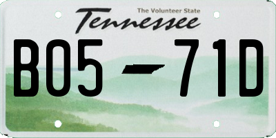 TN license plate B0571D