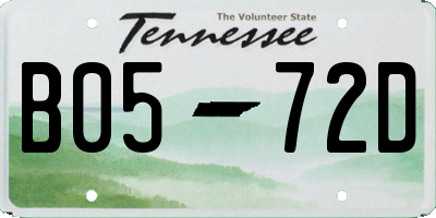TN license plate B0572D