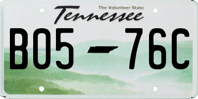 TN license plate B0576C