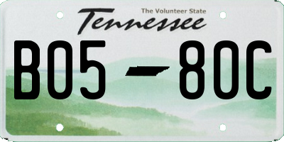 TN license plate B0580C