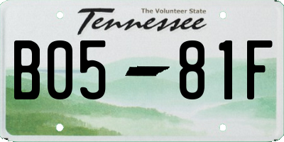 TN license plate B0581F