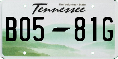 TN license plate B0581G