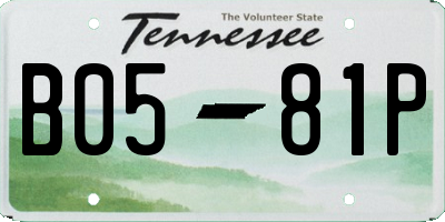 TN license plate B0581P