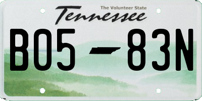 TN license plate B0583N