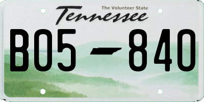 TN license plate B0584O
