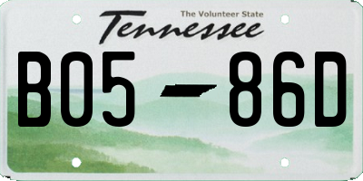 TN license plate B0586D