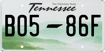 TN license plate B0586F