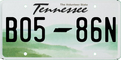 TN license plate B0586N