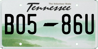 TN license plate B0586U