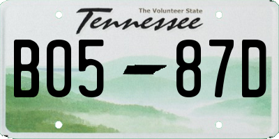 TN license plate B0587D