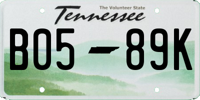 TN license plate B0589K