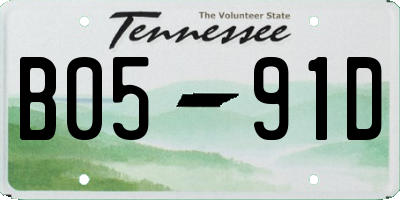 TN license plate B0591D