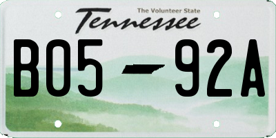 TN license plate B0592A