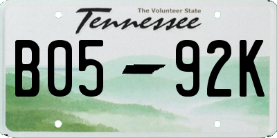 TN license plate B0592K